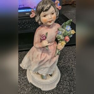 1966 Love 204 Porcelain Figurine of Girl with Flowers Made In W Germany
